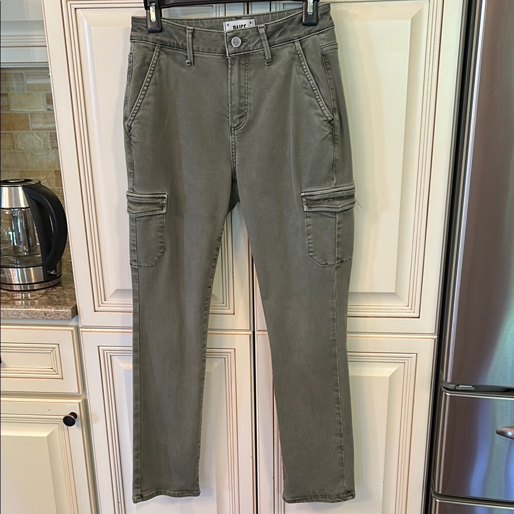 Paige Green Straight Leg Jeans Utility Style